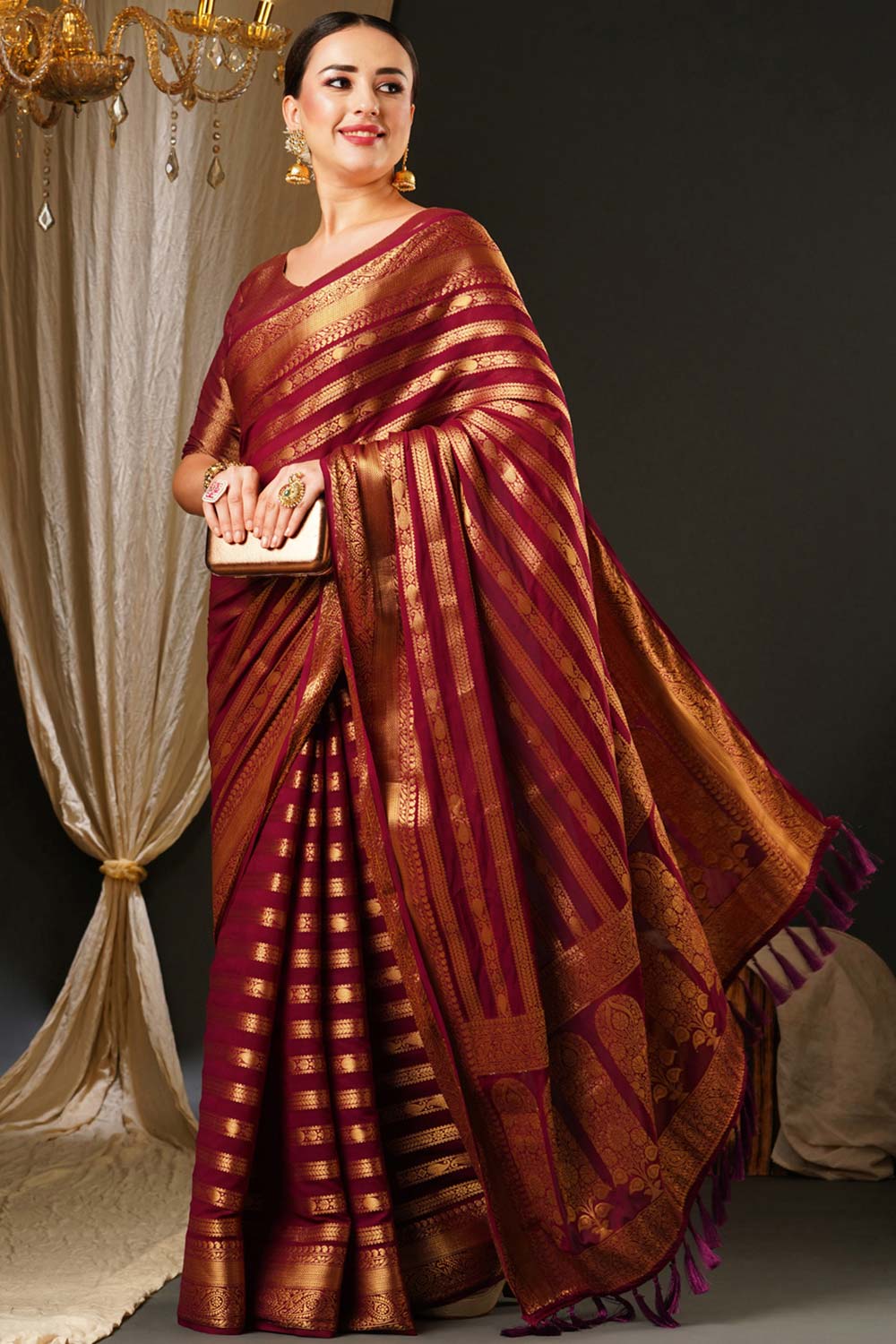 Alekha Violet Georgette Printed Saree