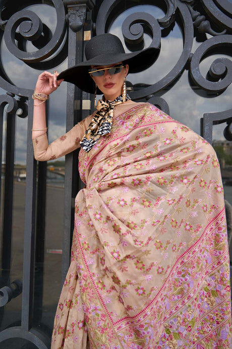 Kaarsi Silk Beige Woven Handloom Saree