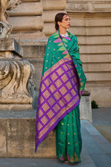 Khwab Silk Teal Woven Saree