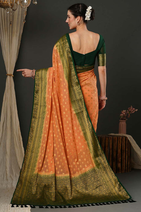 Alekha Orange Georgette Printed Saree