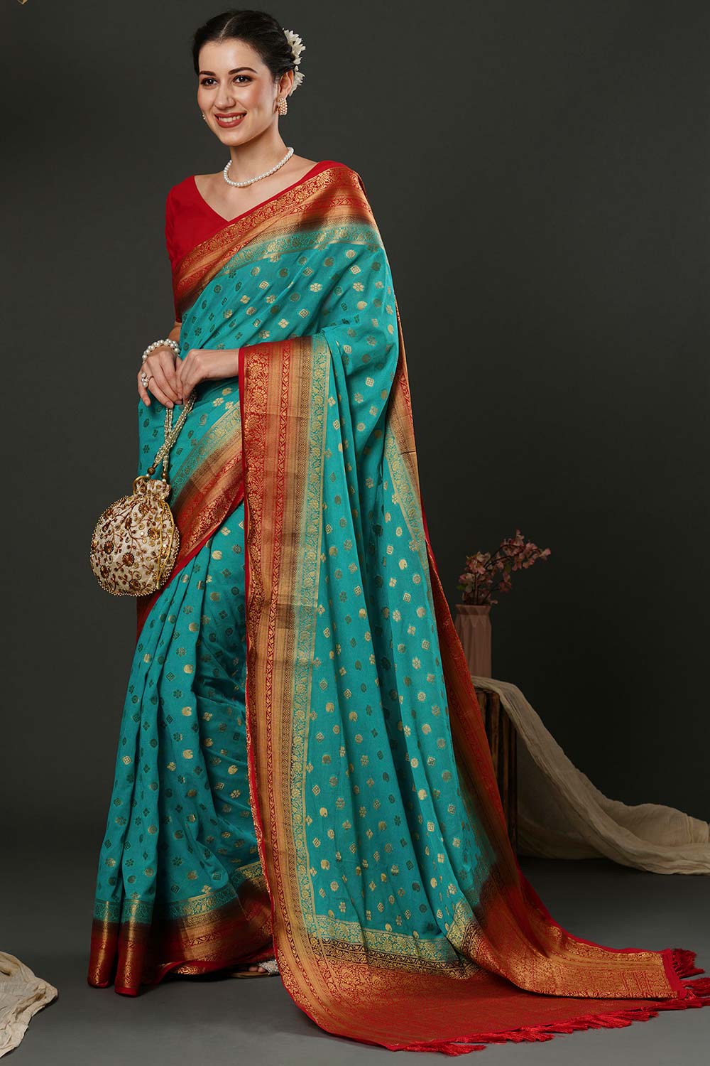 Alekha Blue Georgette Printed Saree