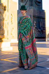 Kashneer Silk Green Woven Handloom Saree