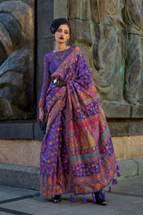 Kashneer Silk Purple Woven Handloom Saree