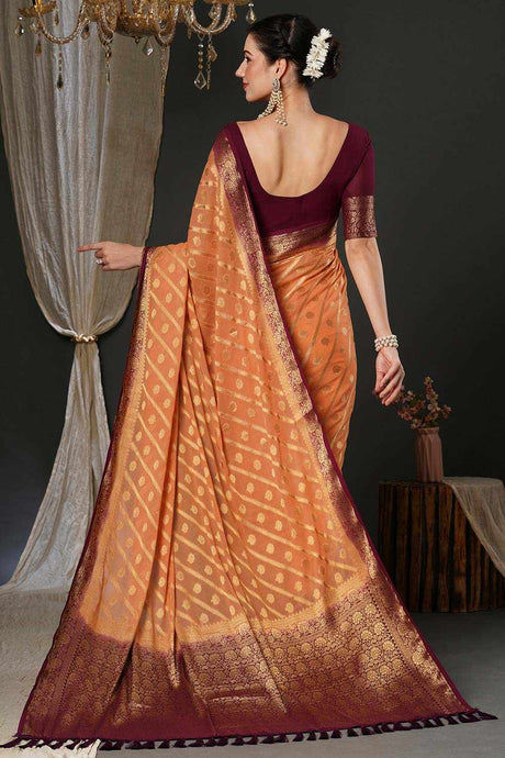 Alekha Orange Georgette Printed Saree