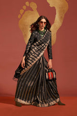 Ksatsuma Black Viscose Woven Saree