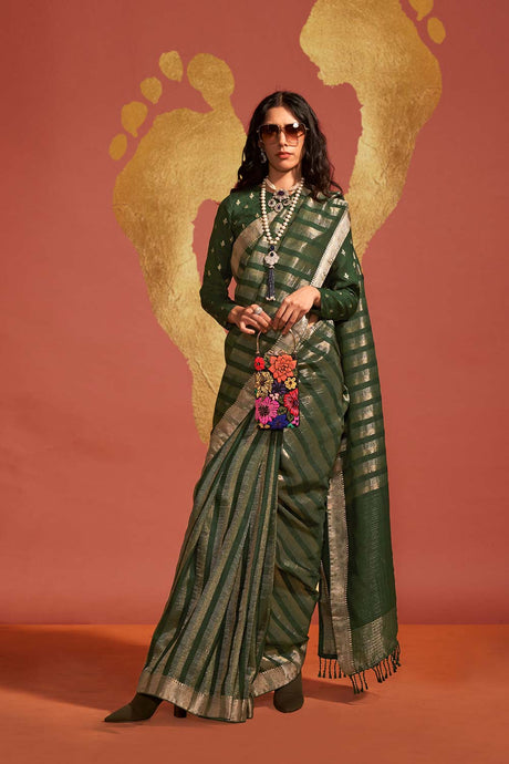 Ksatsuma Green Viscose Woven Saree