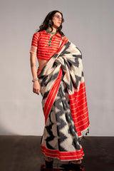 Khimsaar White Silk Woven Saree