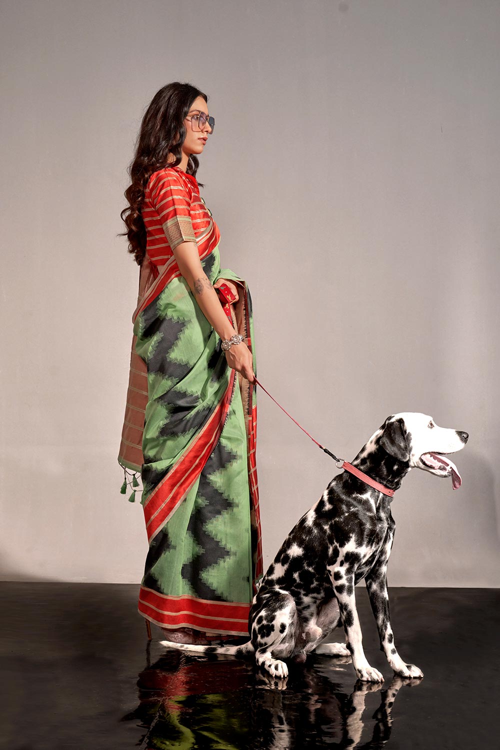 Khimsaar Green Silk Woven Saree