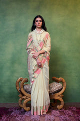 Khwaaish Silk White Woven Saree