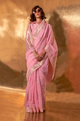 Kelly Linen Lavender Woven Saree