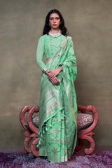 Kamdani Green Jamdani Woven Handloom Saree