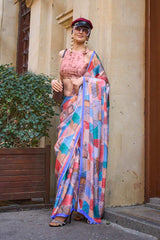 Kolumbus Multi-Color Satin Printed Saree