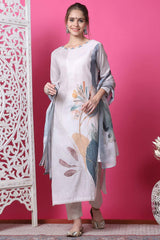 Beige Cotton Digital Printed Salwar Suit