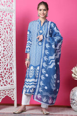 Indigo Blue Cotton Digital Printed Salwar Suit