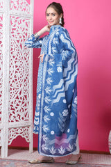 Indigo Blue Cotton Digital Printed Salwar Suit