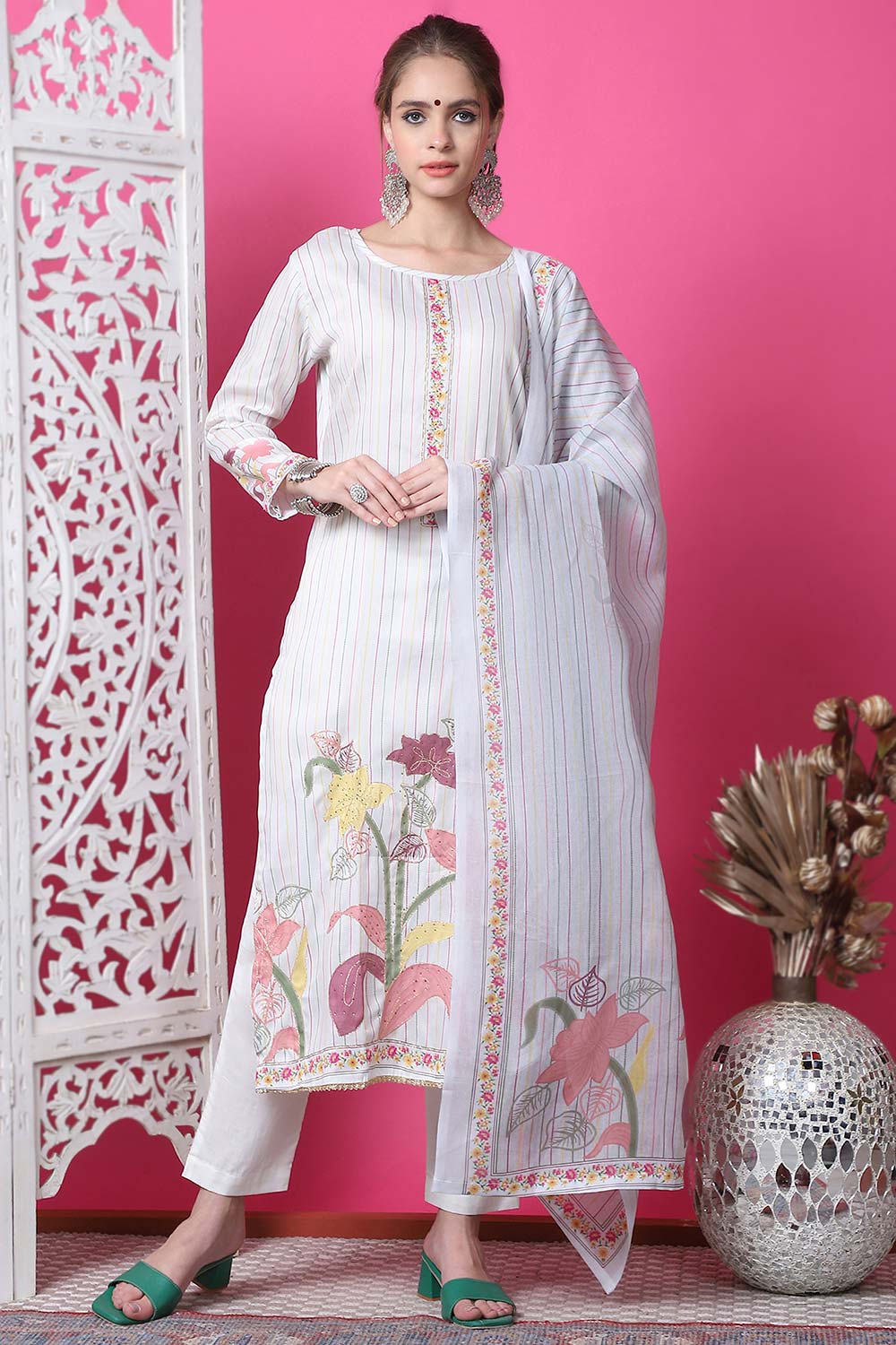 Off White Cotton Digital Printed Salwar Suit