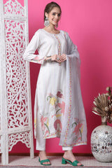 Off White Cotton Digital Printed Salwar Suit