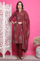 Maroon Muslin Digital Printed Salwar Suit