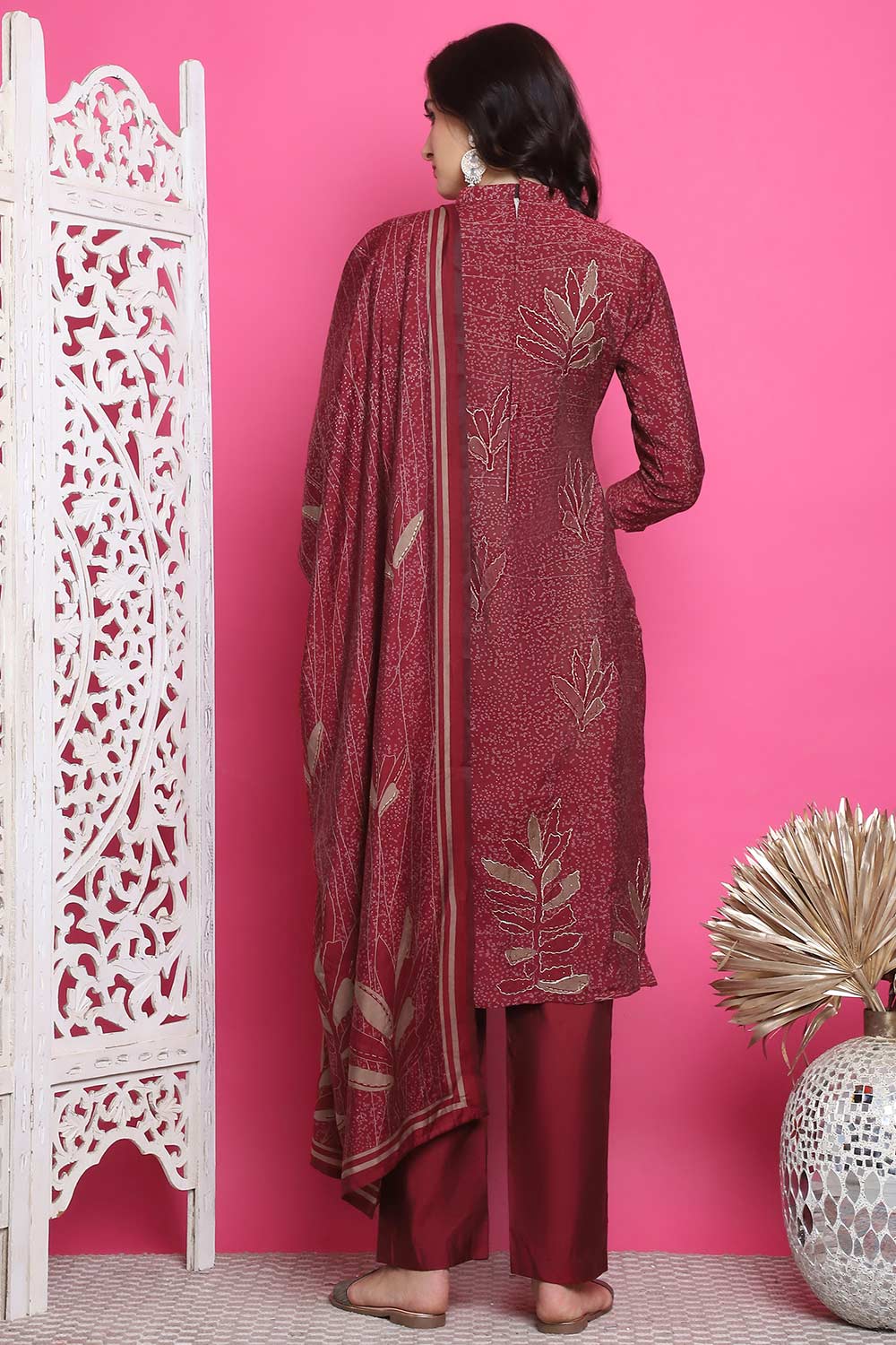 Maroon Muslin Digital Printed Salwar Suit