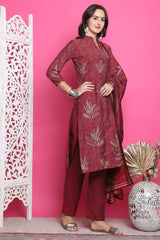 Maroon Muslin Digital Printed Salwar Suit