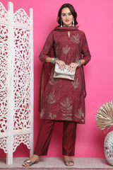 Maroon Muslin Digital Printed Salwar Suit