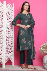 Green Muslin Digital Printed Salwar Suit