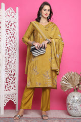 Mustard Muslin Digital Printed Salwar Suit