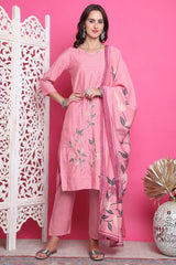 Pink Muslin Digital Printed Salwar Suit