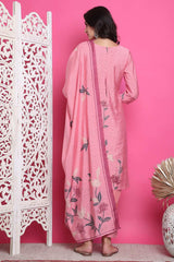 Pink Muslin Digital Printed Salwar Suit