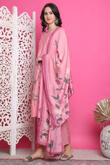 Pink Muslin Digital Printed Salwar Suit