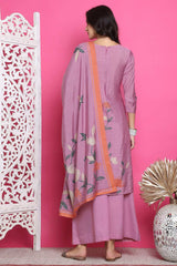 Purple Muslin Digital Printed Salwar Suit