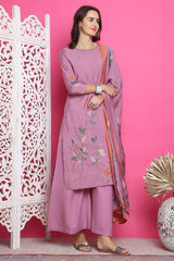 Purple Muslin Digital Printed Salwar Suit