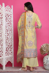 Yellow Satin Digital Printed Salwar Suit