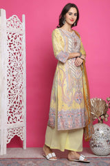 Yellow Satin Digital Printed Salwar Suit