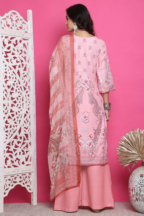 Pink Satin Digital Printed Salwar Suit
