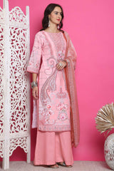 Pink Satin Digital Printed Salwar Suit