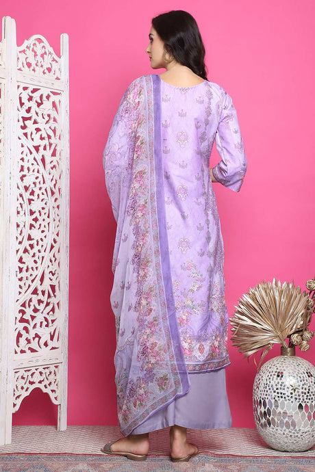 Lavender Satin Digital Printed Salwar Suit