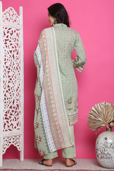 Green Cotton Digital Printed Salwar Suit