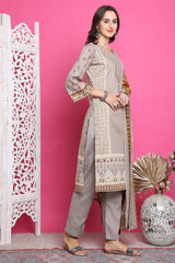 Grey Cotton Digital Printed Salwar Suit