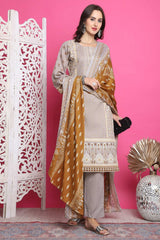 Grey Cotton Digital Printed Salwar Suit