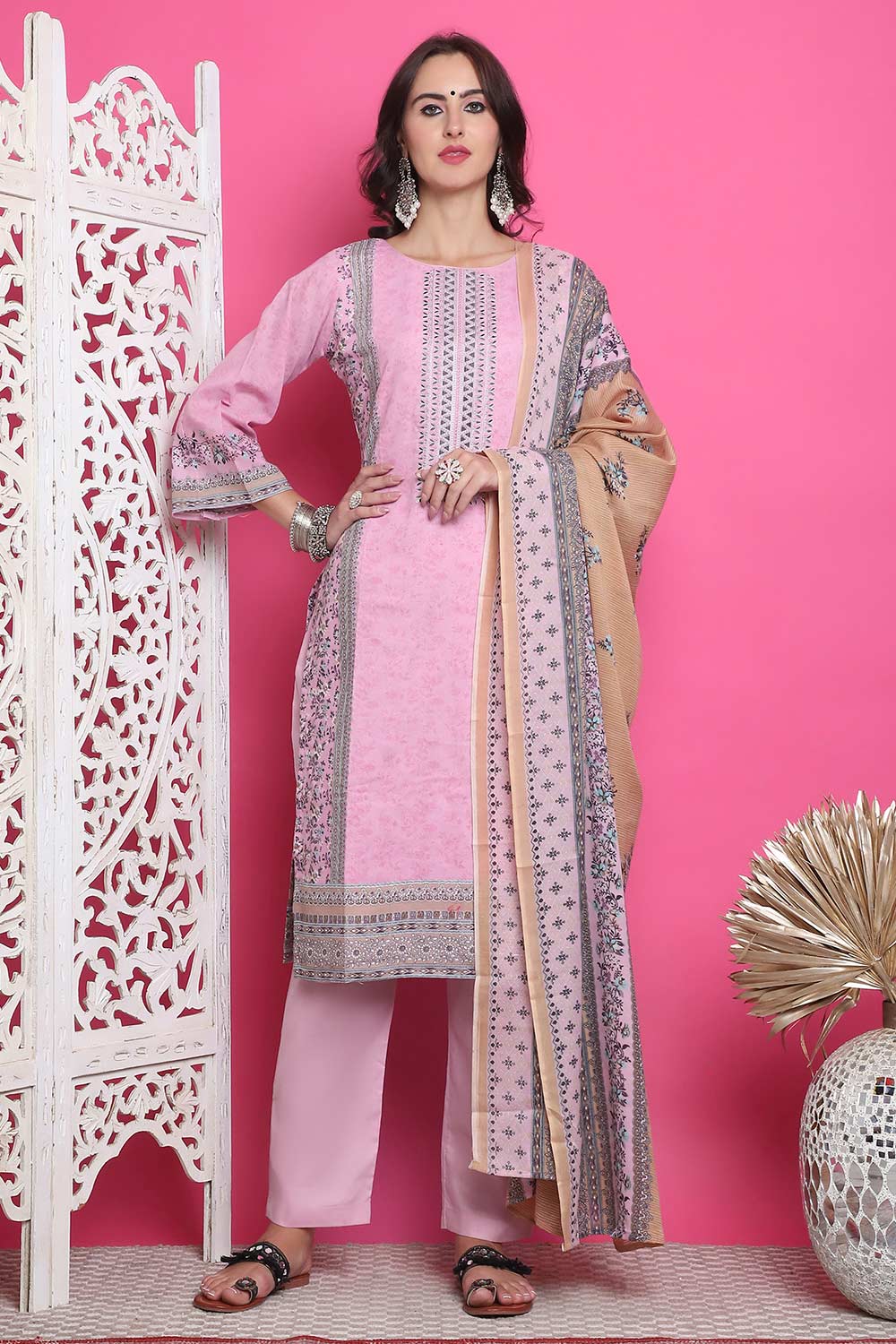 Pink Cotton Digital Printed Salwar Suit