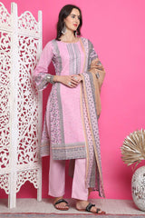 Pink Cotton Digital Printed Salwar Suit