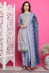 Sky Blue Cotton Digital Printed Salwar Suit