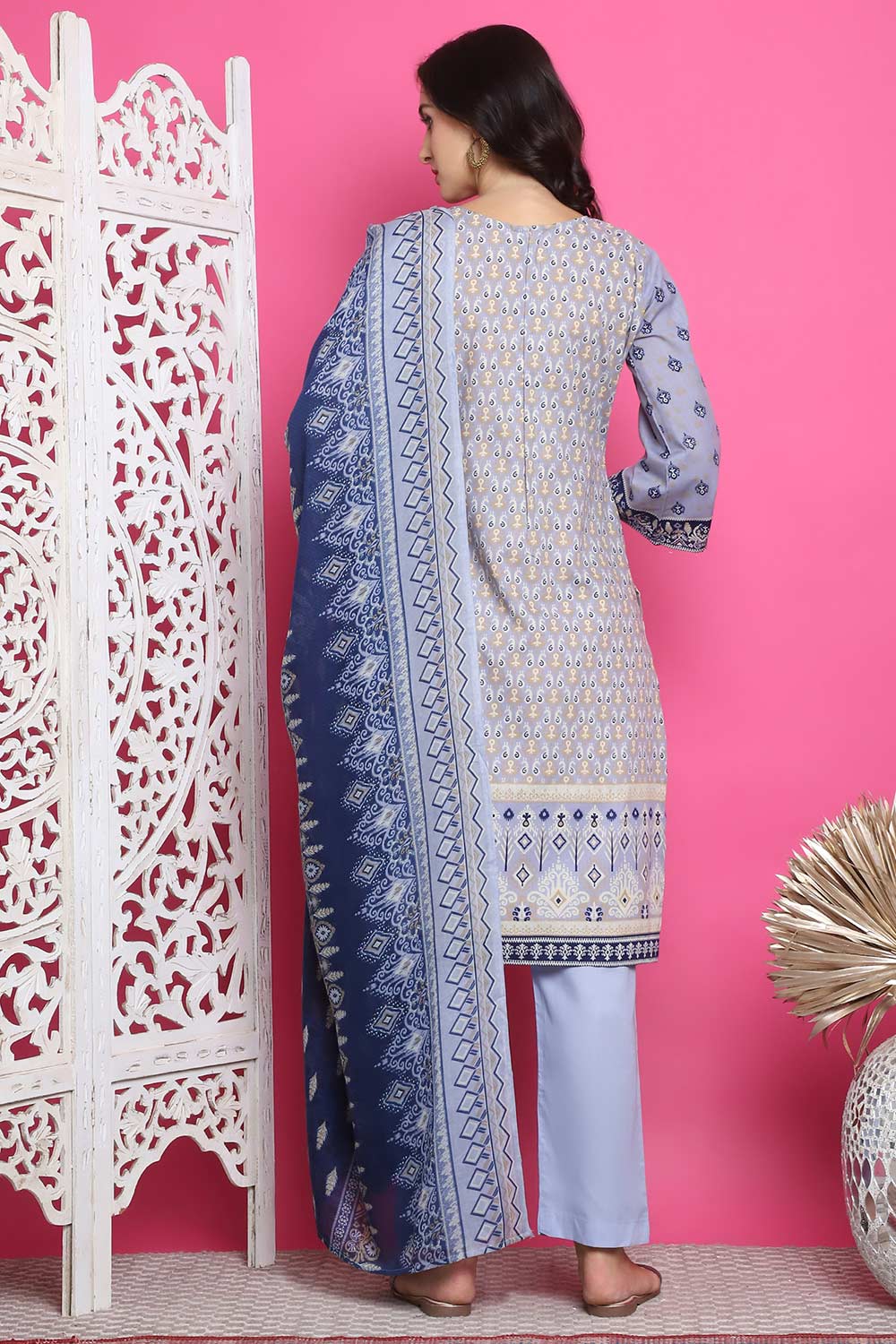 Sky Blue Cotton Digital Printed Salwar Suit