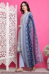 Sky Blue Cotton Digital Printed Salwar Suit