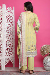 Lemon Yellow Cotton Digital Printed Salwar Suit