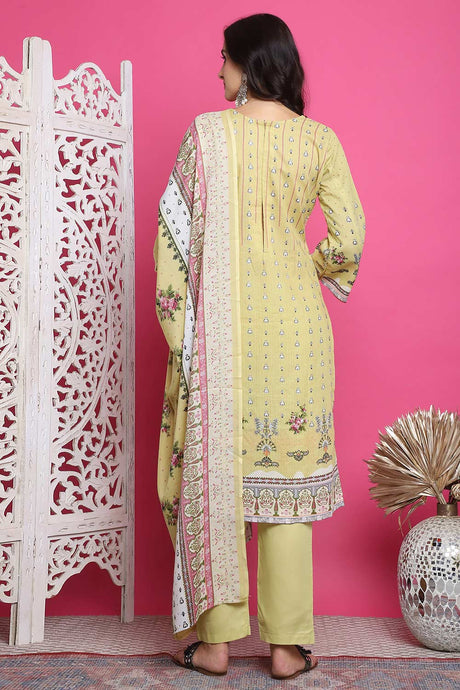 Lemon Yellow Cotton Digital Printed Salwar Suit