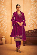Women's Magenta Color Georgette Thread Trendy Salwar Kameez