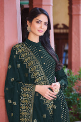 Women's Dark Green Color Trendy Georgette Sequence Salwar Suit