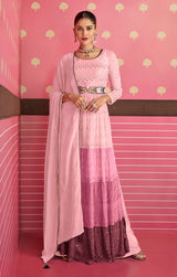 Women's Designer Georgette Suit In Light Pink With Sequins Work